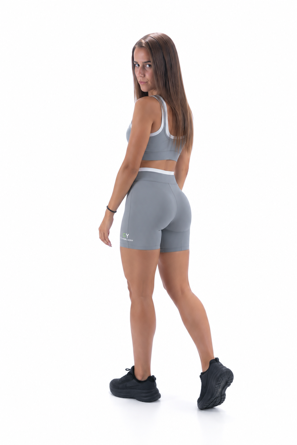 Gymmeister Vela спортни шорти в сребърна мъгла- изглед отзад